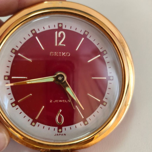 Seiko Vintage 1960s Travel Alarm Clock used, needs repair, decorative