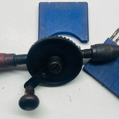 Collectible hand drill 1960 with wooden handles