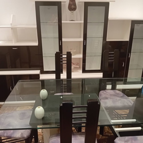 Dining set with 6 chairs, sideboard and cabinet like new