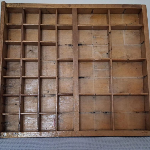 Printer's case used wooden antique with compartments