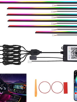 CISSIYOG QCFWDFWD 6-in-1 RGB ambient LED car lighting with smartphone control