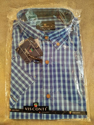 Visconti boys' short-sleeve shirt new, size M, blue turquoise