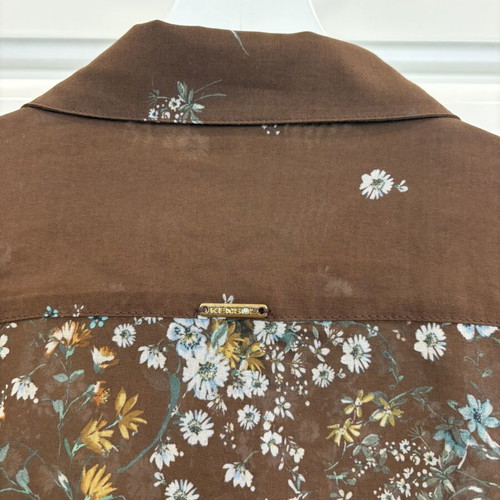 Kensol shirt with floral motifs like new, brown, size M