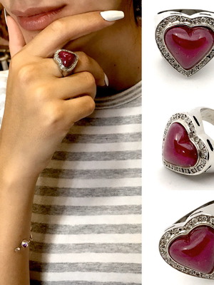 Δαχτυλίδι 18k με αυθεντικό ρουμπίνι 8ct και 21 μπριγιάν, καινούργιο