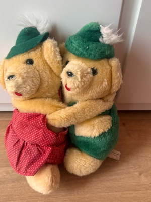 Vintage plush teddy bears German traditional 80s used, 10"/25cm