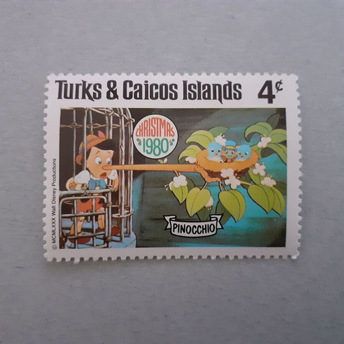 Turks & Caicos Islands Walt Disney Pinocchio Stamps Set 7 Mint