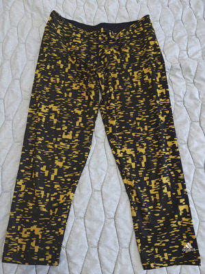 Adidas Climalite leggings, size small, black and yellow