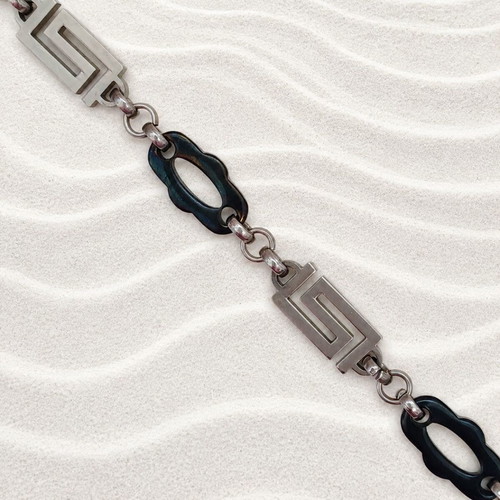 Bracelet from stainless steel with meanders, new, black and silver