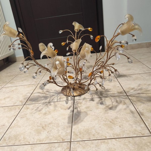 Ceiling light set classic vintage design with 1 nine-light and 3 three-light fixtures