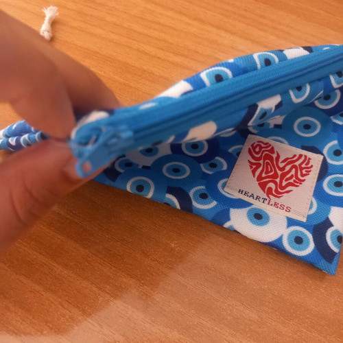 Wallet pouch new with zipper white and blue