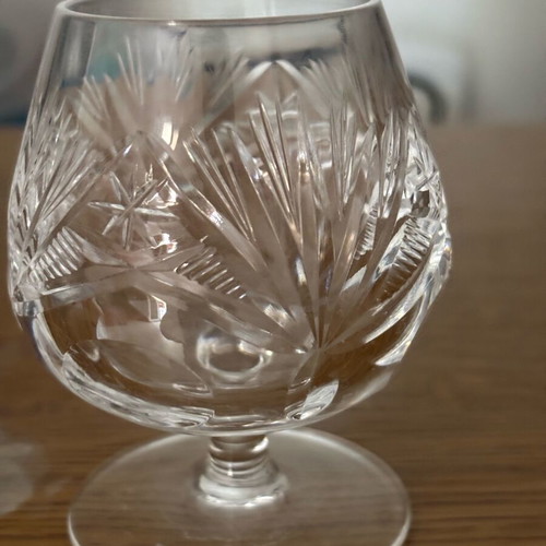 Zulovits Crystal Glasses vintage with carved design, new