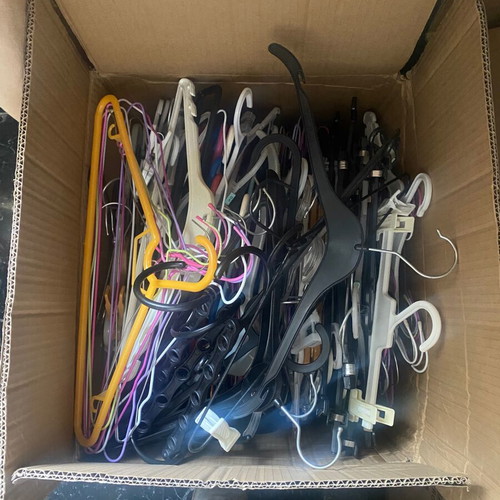 Hangers like new, iron and plastic, large box