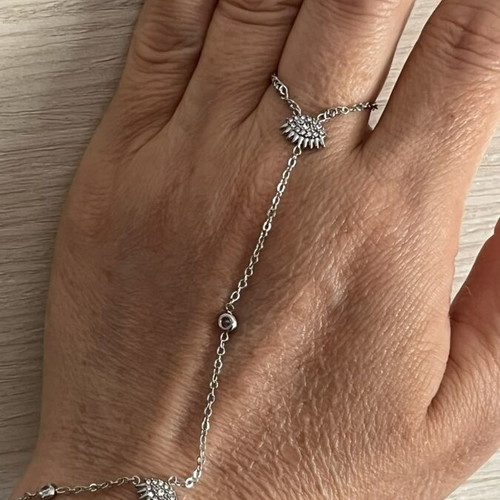 Hand chain new, steel and zircon
