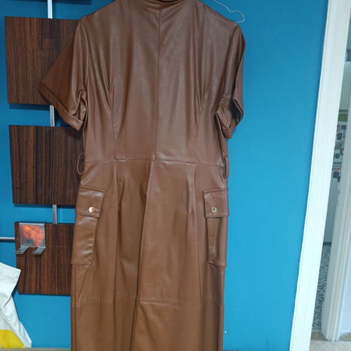 Zara brown leather dress like new with gold buttons