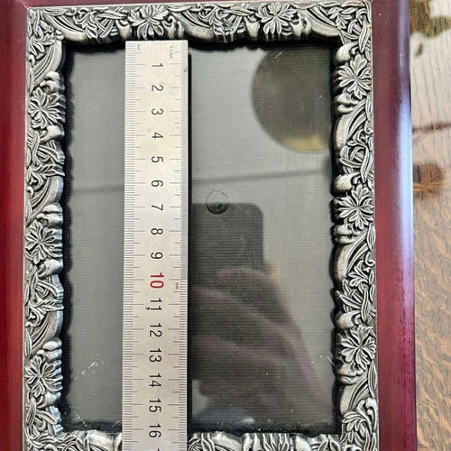 Vintage Brown Silver Ornate Photo Frame like new, baroque floral design