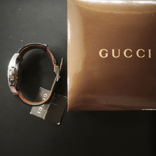 Gucci 5500 XL Chronograph YA055208 black dial with red accents, full set NOS