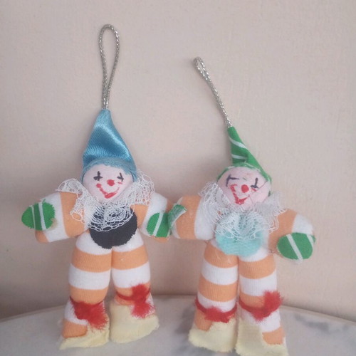 Two cloth clown dolls new