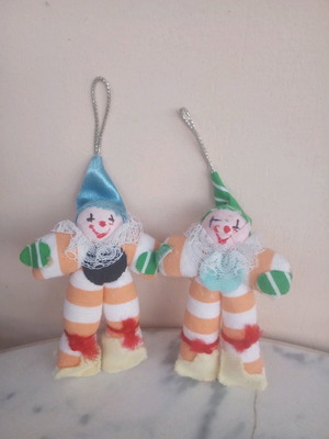 Two cloth clown dolls new