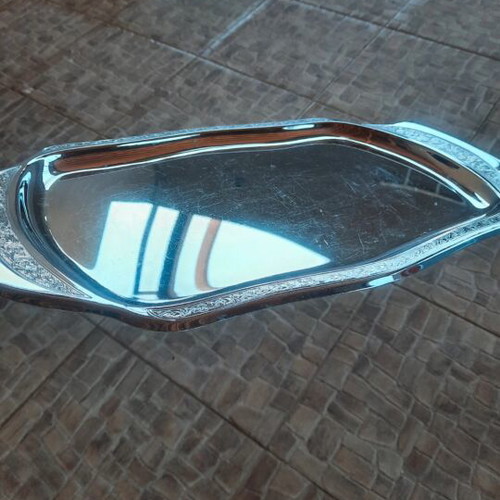 Large stainless steel serving tray with engraving like new