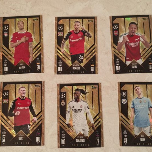 Match Attax 2025 100 Club cards like new, set of 6