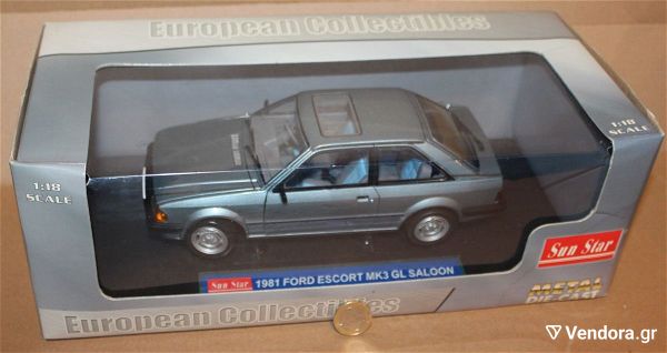  Sun Star (Made in China) 1981 Ford Escort MK3 GL Saloon metalliki miniatoura klimaka 1:18 kenourgio timi 80 evro