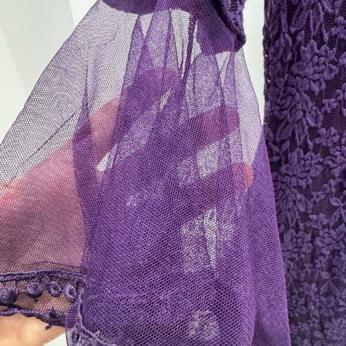 Purple lace dress with transparent sleeves size S like new