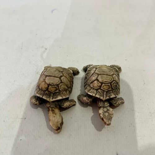 Set of 2 decorative resin turtle miniatures used, 2x5 cm