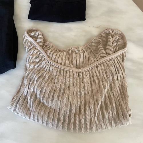 Pack of three shirts like new, two black and one semi-transparent sand color