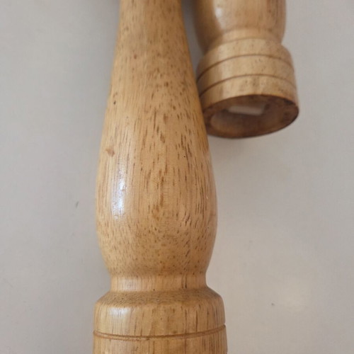 Vintage Wooden Pepper Mill and Salt Shaker Set, Natural Beechwood