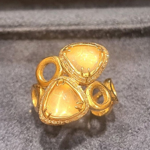 Ring pink k18 gold with brilliant new with gemological certificate