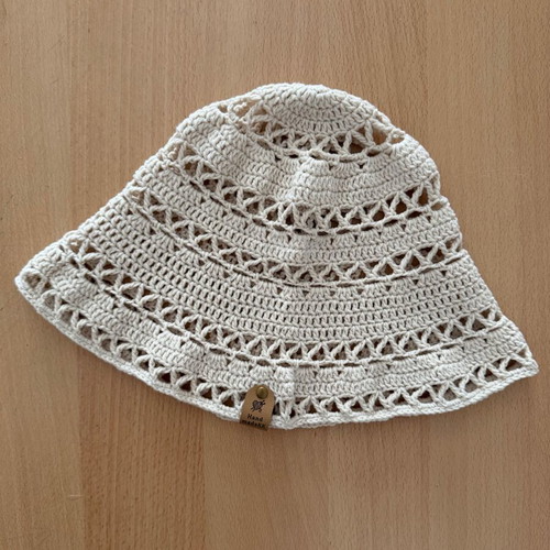 Handmade Crochet Lace Bucket Hat new, cotton summer sun hat
