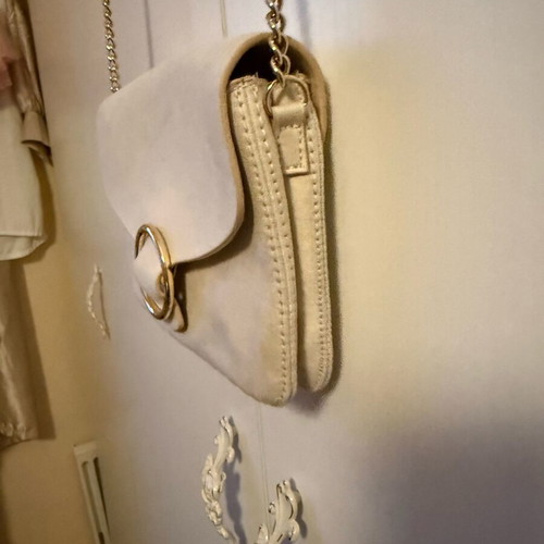 H&M crossbody bag like new, beige suede with gold chain