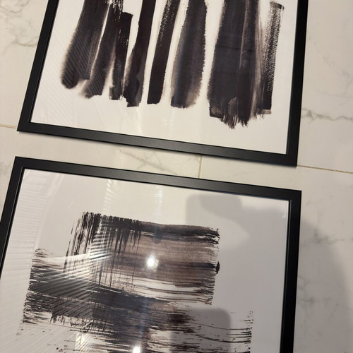 Pictures with frames black and white 50x70 used, set of 3 from Ikea