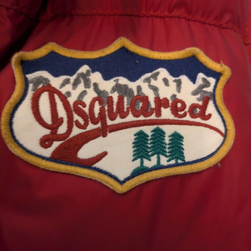 Sleeveless vest used, red, size M with chest logo and side pockets