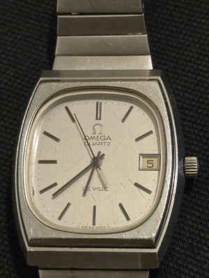 Omega De Ville Quartz ανδρικό vintage ρολόι ασημί με ημερομηνία 1970s σαν καινούργιο
