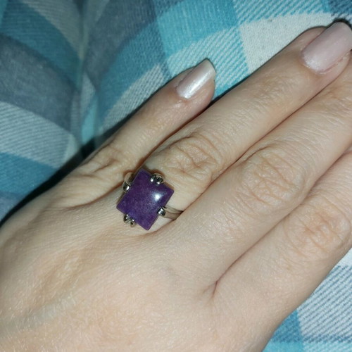 Women's ring with purple matte amethyst stone like new
