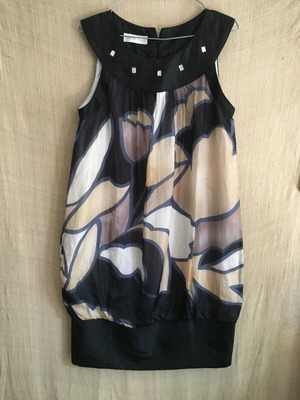 Elinette silk dress tunic, size S, multicolor floral pattern