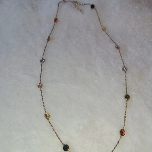 Silver necklace 925 gold plated with colored zircon stones new