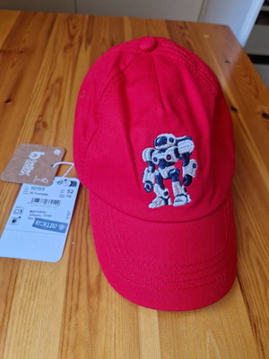 Mayoral red children's jockey hat with robot embroidery, new, size 52