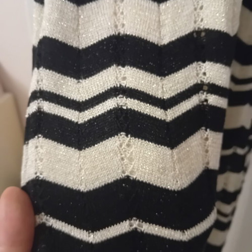 Knit ankle-length dress, black and beige, size M