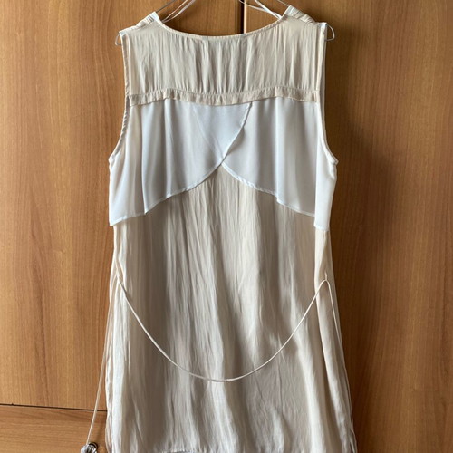 Zara sleeveless dress with double fabric new, white and beige, size L