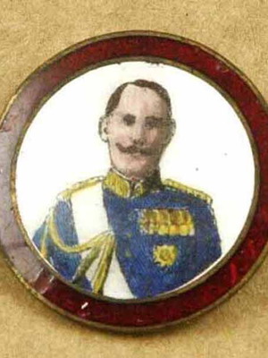 Vintage King Constantine I Pin used, bronze and enamel