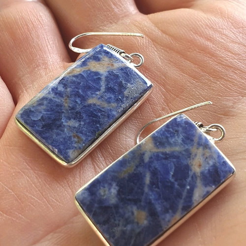Sodalite earrings new, silver plated 925, blue