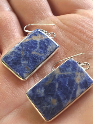 Sodalite earrings new, silver plated 925, blue