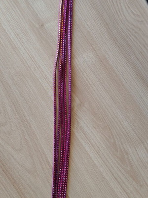 Necklace with buttons and rhinestones new, purple