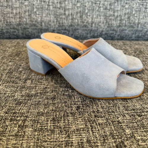 Stefania suede women's mules, size 37, turquoise
