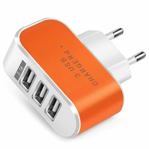 GloboStar YY-5 orange 3-port USB charger adapter new