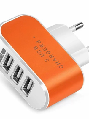 GloboStar YY-5 orange 3-port USB charger adapter new