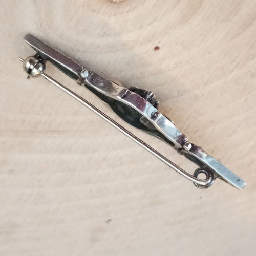 Silver-gold pin 925 585 with crystal vintage like new length 5cm
