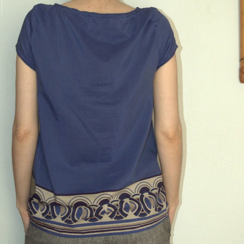 Marks & Spencer Autograph Purple Blouse used, UK 10, geometric border print